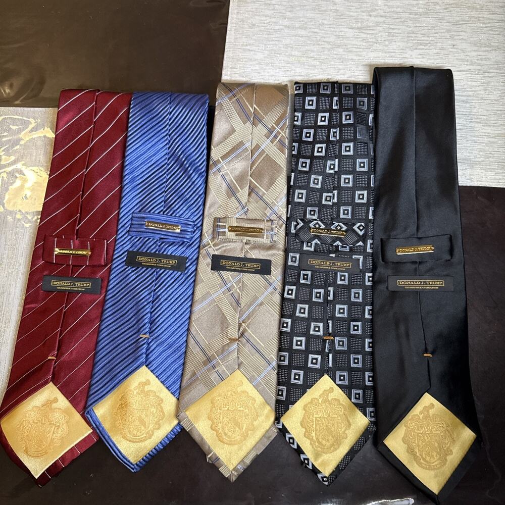 President Donald J Trump Gold Bar Signature Collection Lot Of 5 100% Silk Ties
